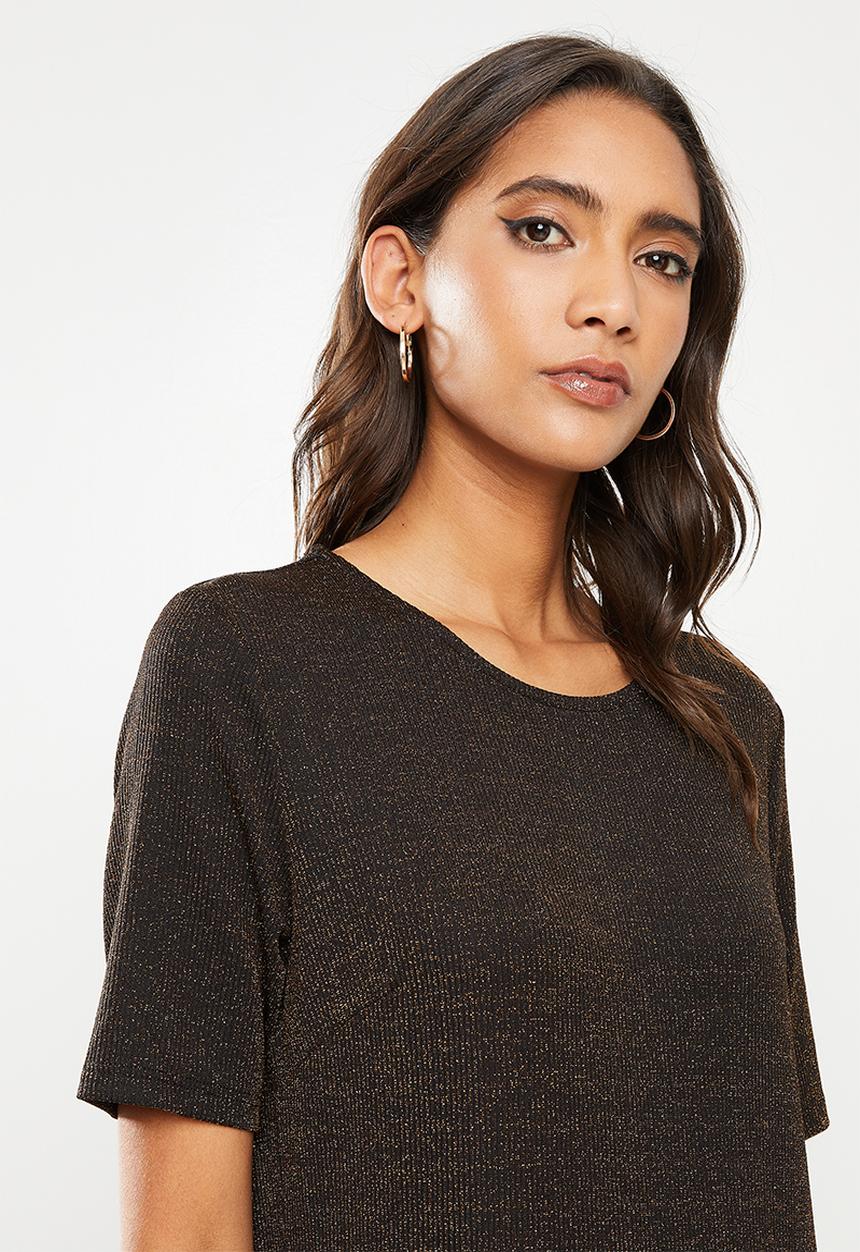 Glamorous - Lurex side slit dress- bronze