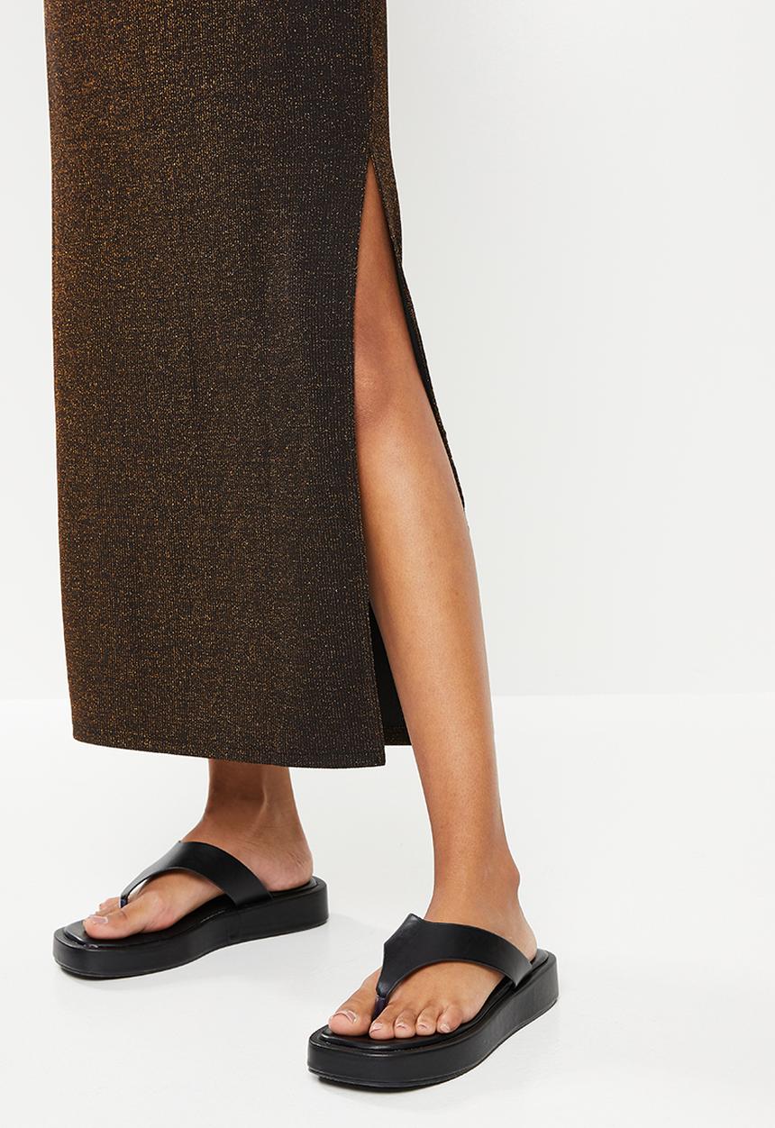 Glamorous - Lurex side slit dress- bronze