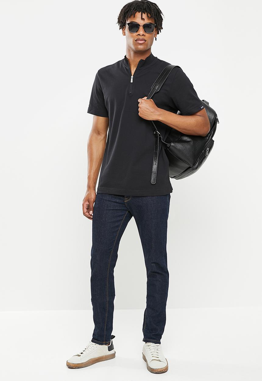 Only & Sons - Virl life quarter zip mock neck tee - black