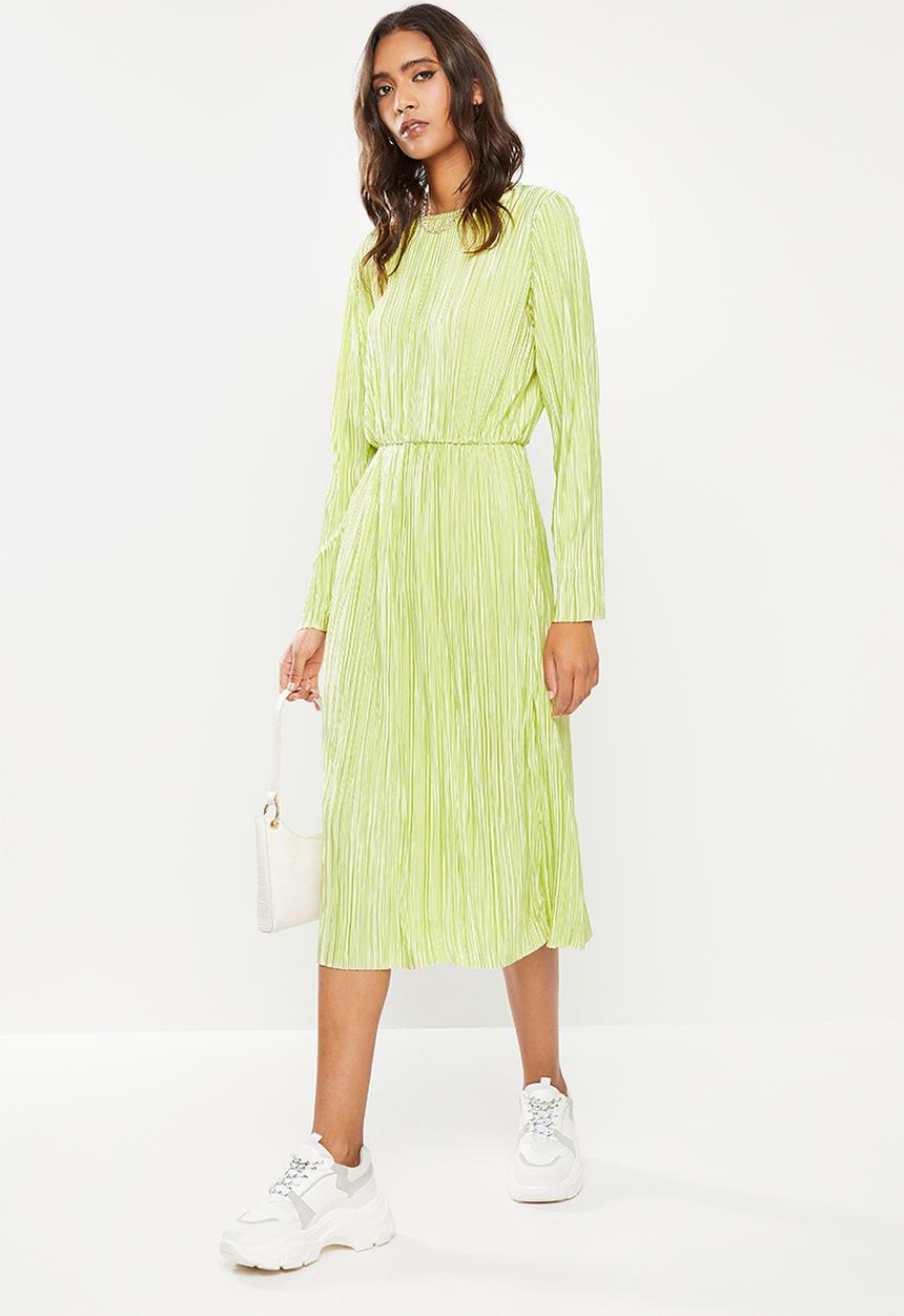 Glamorous - Long sleeve plissee day dress - pistachio