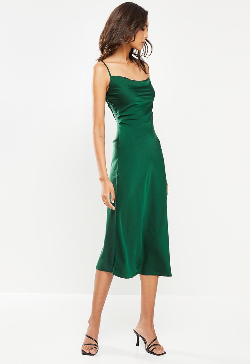 Glamorous - Satin dress - deep green