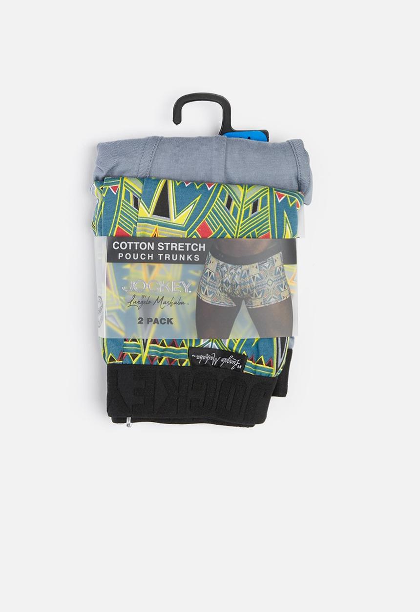 Jockey - Heritage regular leg 2 pack pouch trunks - blue & yellow
