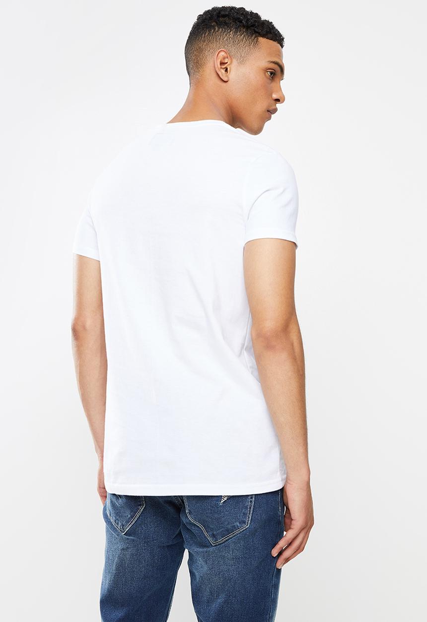 Aca Joe - Aj applique embroidered tee - white & red