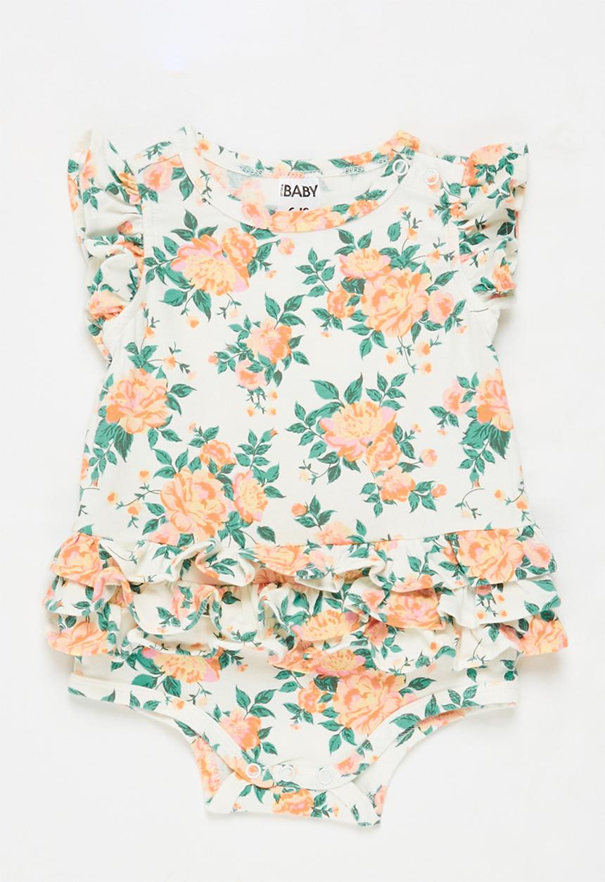 Cotton On - Alice ruffle bubbysuit - vanilla/melon pop whitby floral