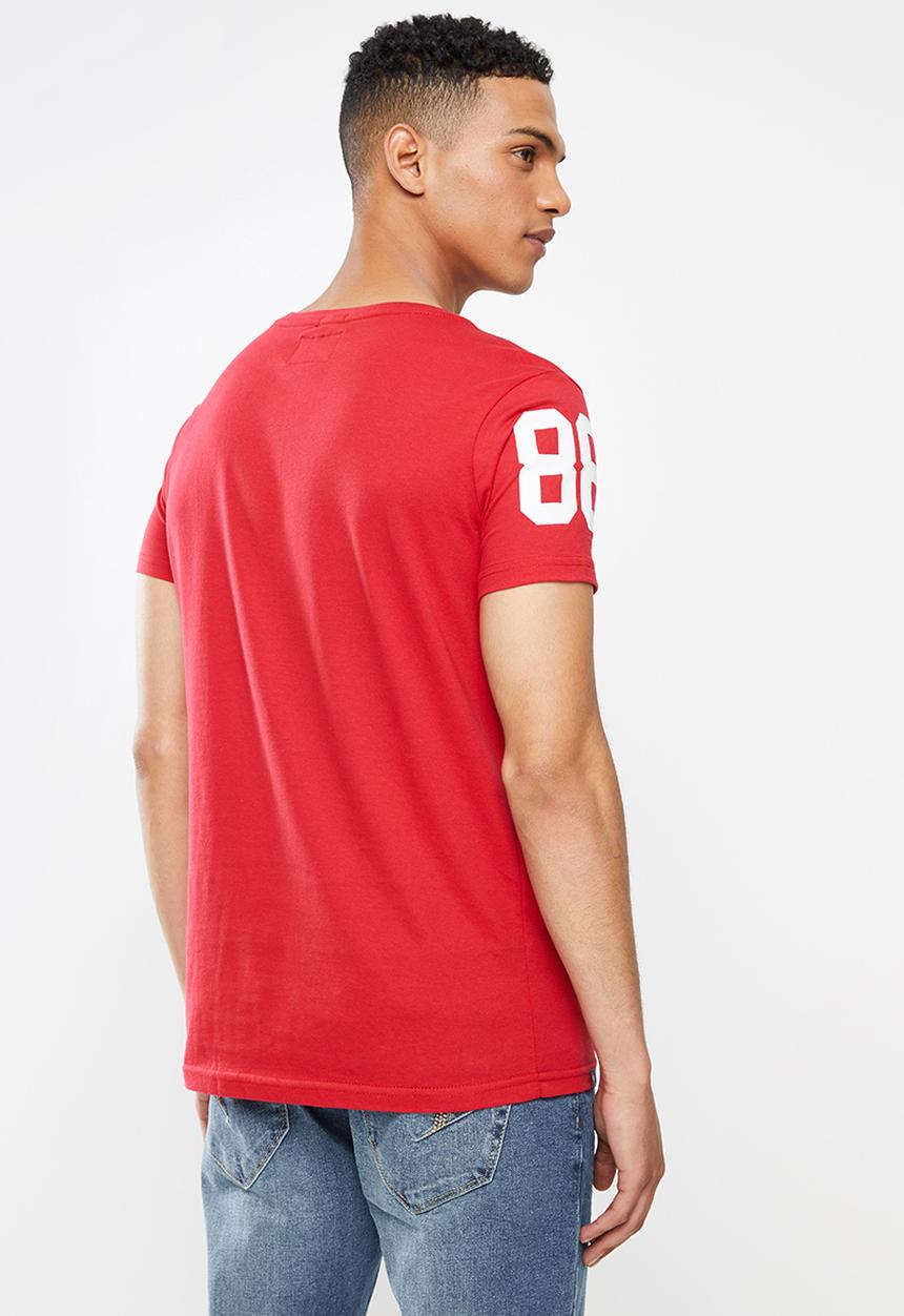 Aca Joe - High square flat print tee - red