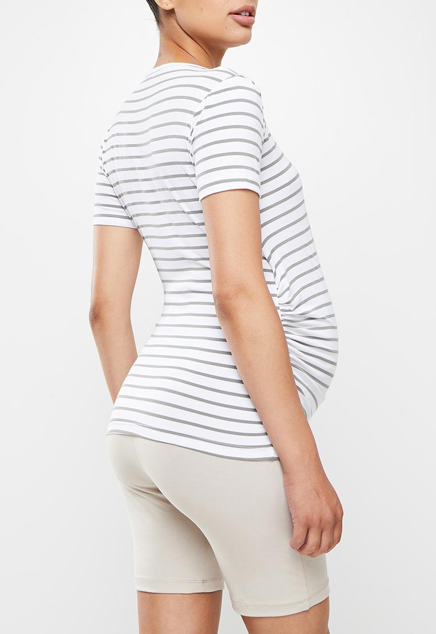 Superbalist - Wrap front short sleeve tee - white & khaki 