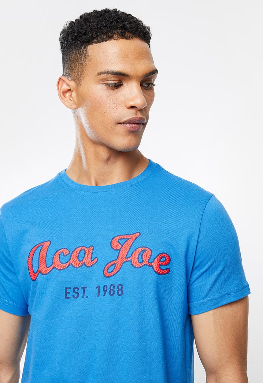 Aca Joe - Aj applique embroidered tee - blue