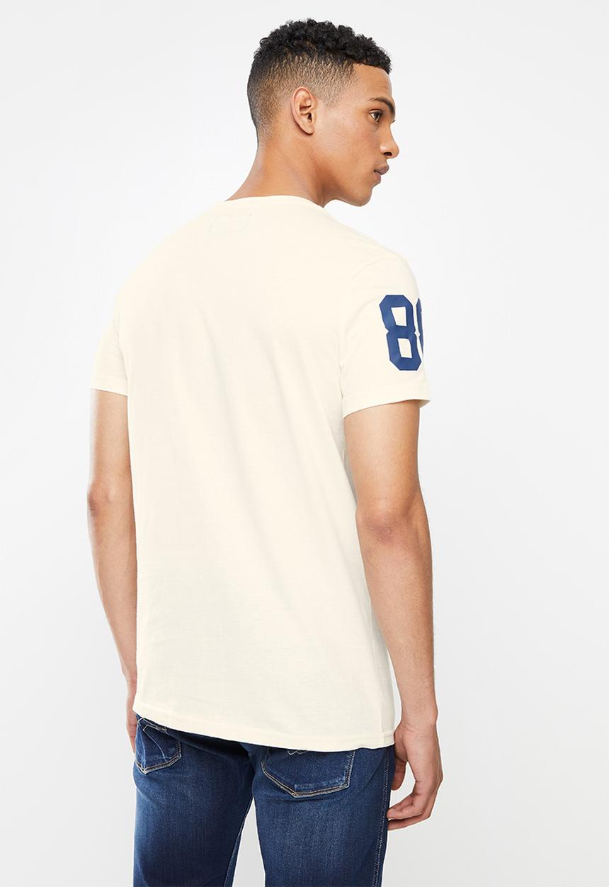 Aca Joe - High square flat print tee - cream 