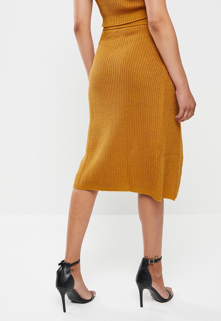Missguided - Recycled tie waist split skirt - biscuit