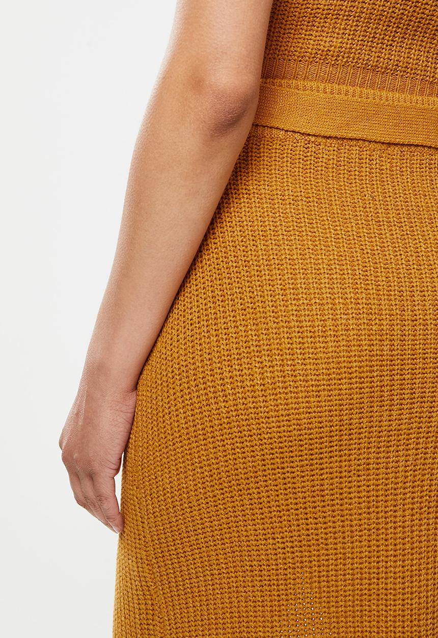 Missguided - Recycled tie waist split skirt - biscuit