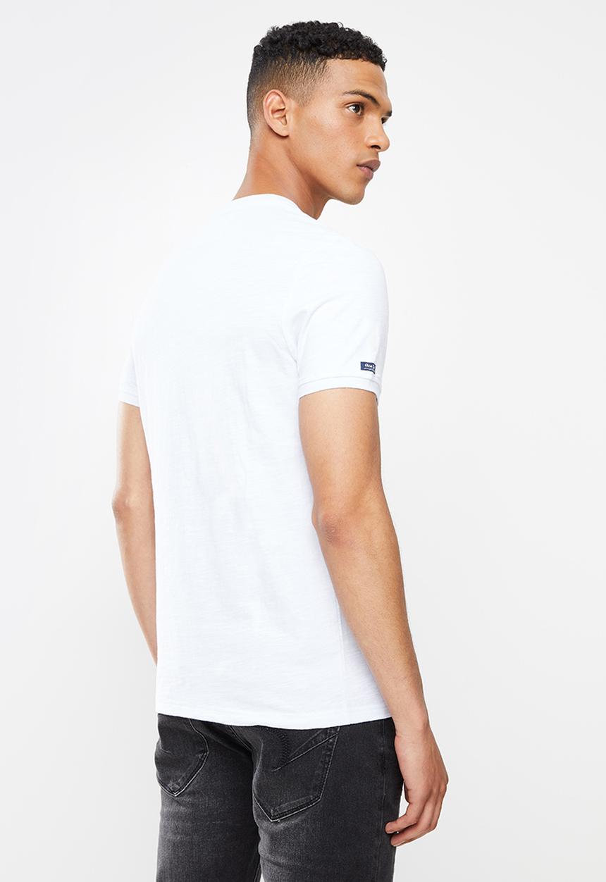 Aca Joe - Grandpa collar flock print henley - white
