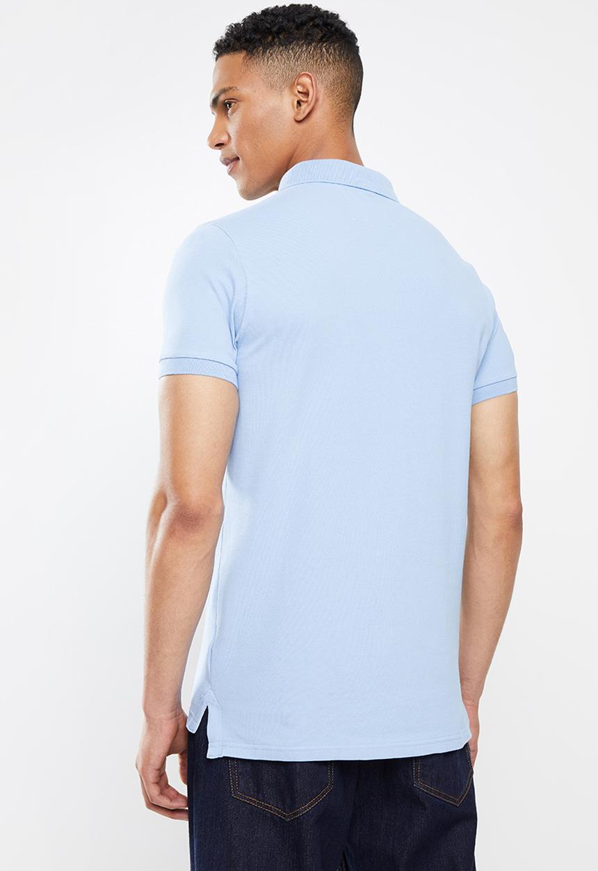Aca Joe - Chest emb short sleeve golfer - sky blue