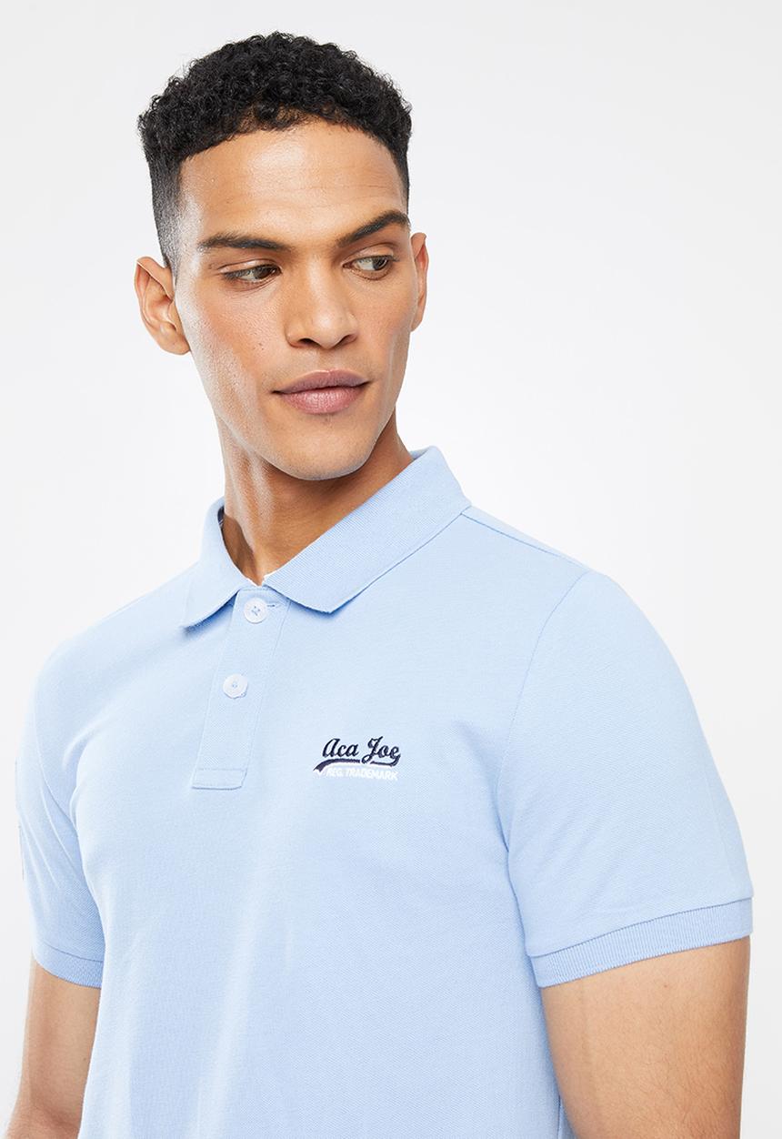 Aca Joe - Chest emb short sleeve golfer - sky blue