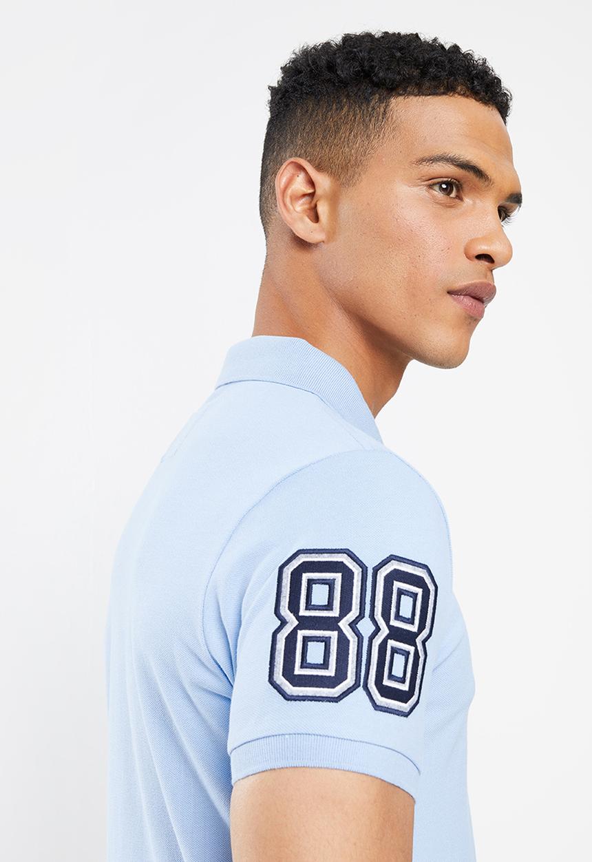 Aca Joe - Chest emb short sleeve golfer - sky blue