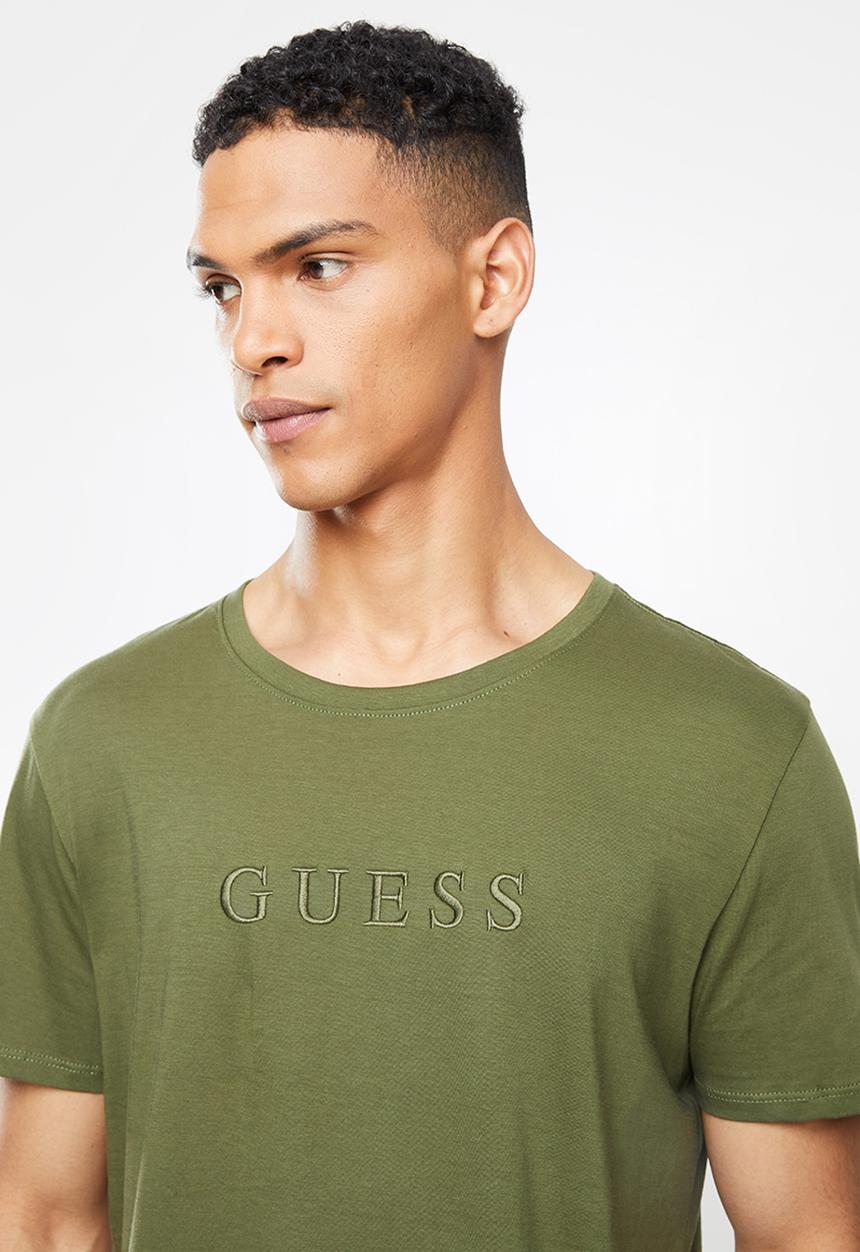GUESS - Pima emb logo crew tee - dark pine
