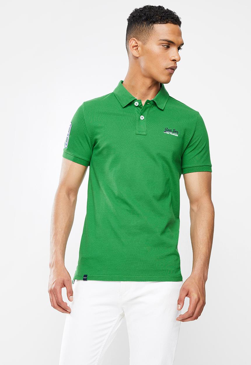 Aca Joe - Chest emb short sleeve golfer - green