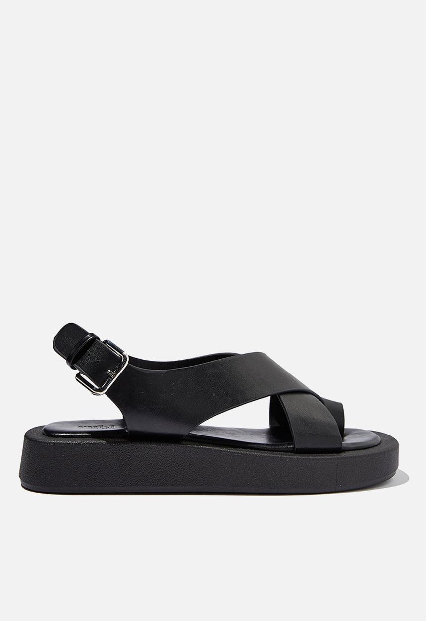 Cotton On - Sadie slingback flatform - black smooth pu