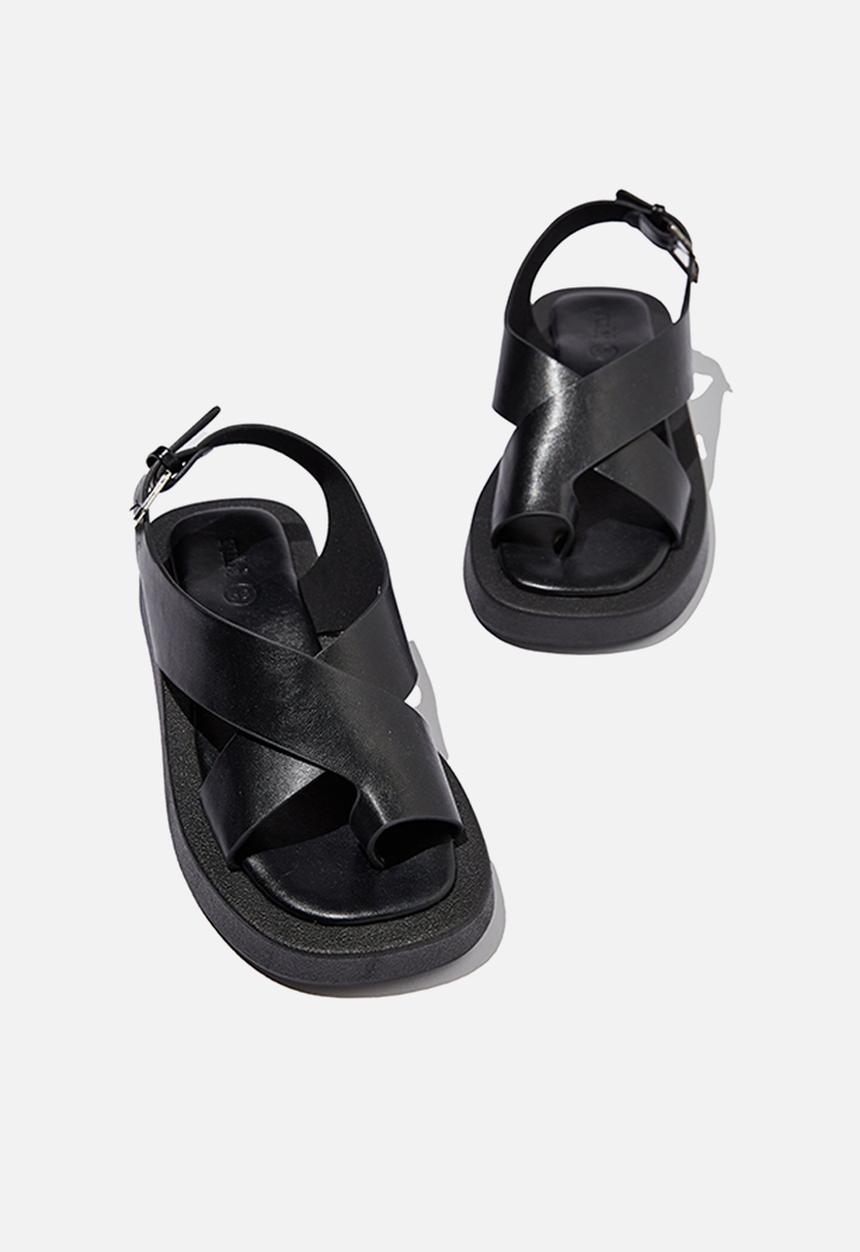Cotton On - Sadie slingback flatform - black smooth pu