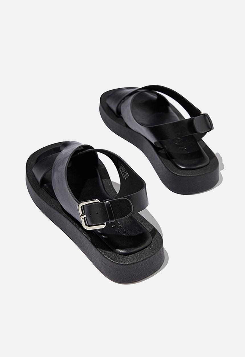Cotton On - Sadie slingback flatform - black smooth pu