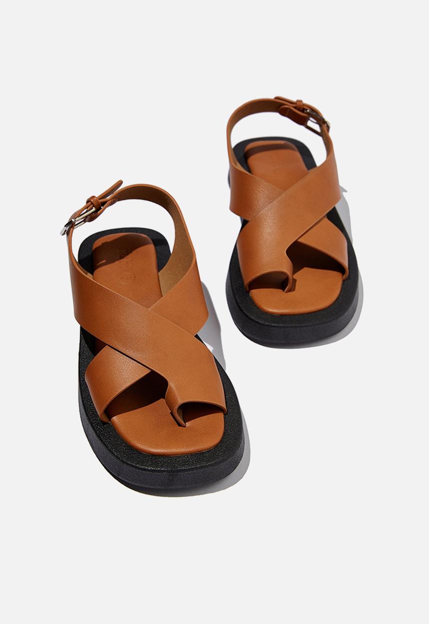 Cotton On - Sadie slingback flatform - tan smooth pu