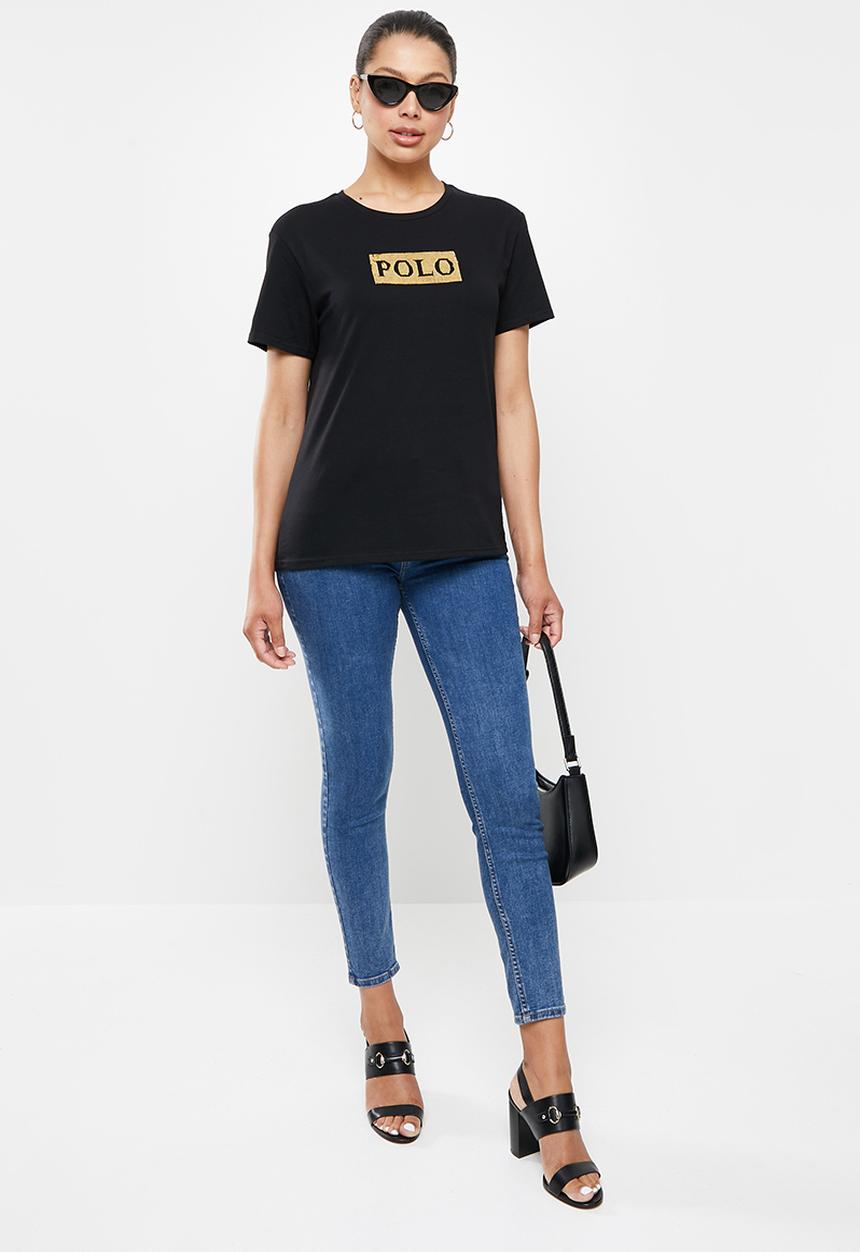 POLO - Jo short sleeve sequin t-shirt - black