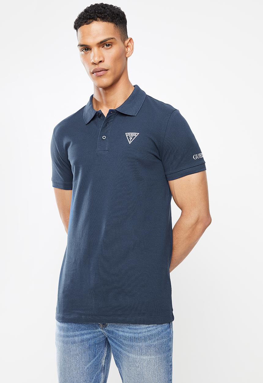 GUESS - Guess man rep short sleeve polo - voyer blue
