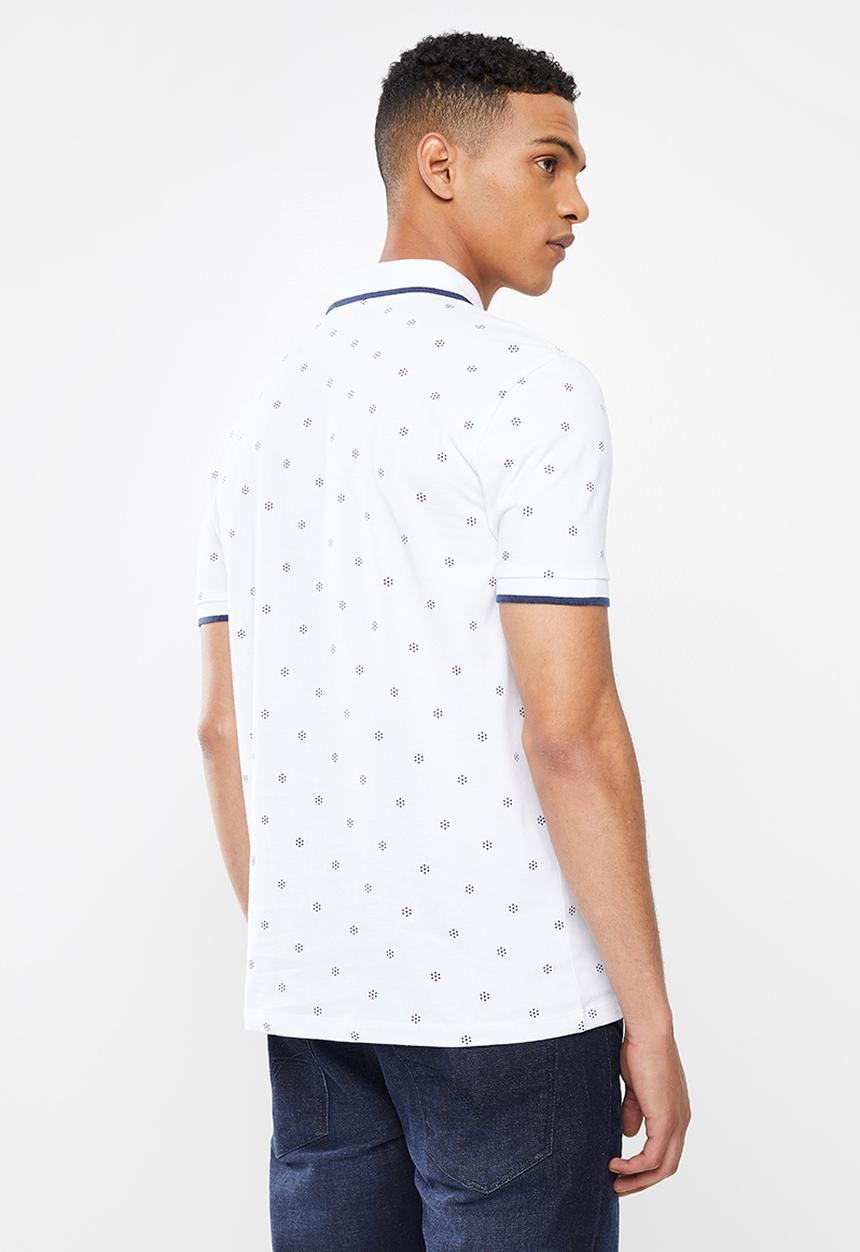 GUESS - Guess all over dot short sleeve golfer - pure white