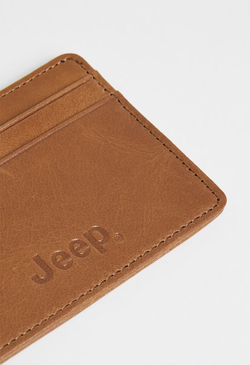JEEP - Leather cardholder - tan