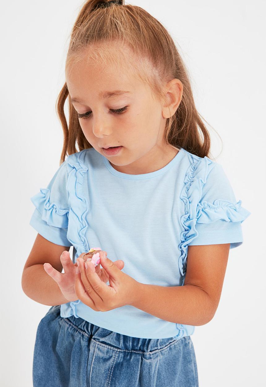 Trendyol - Frill short sleeve tee - clear blue