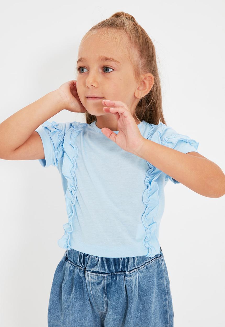 Trendyol - Frill short sleeve tee - clear blue