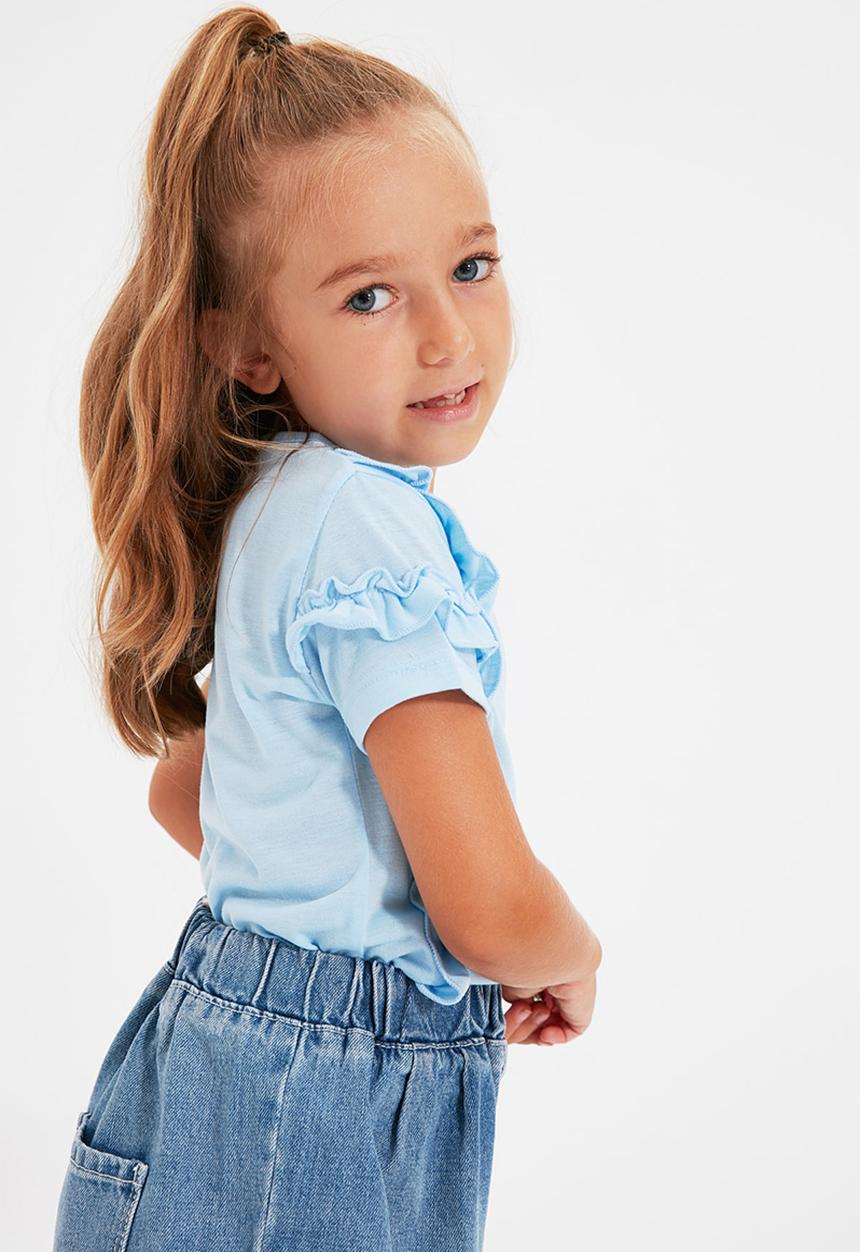 Trendyol - Frill short sleeve tee - clear blue