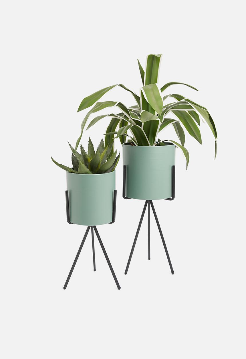 Present Time - XL pedestal plant pot set - jungle green