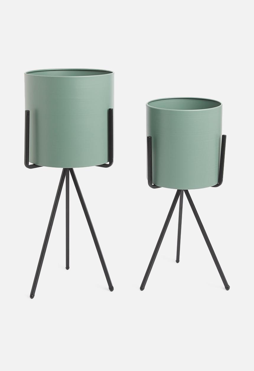 Present Time - XL pedestal plant pot set - jungle green