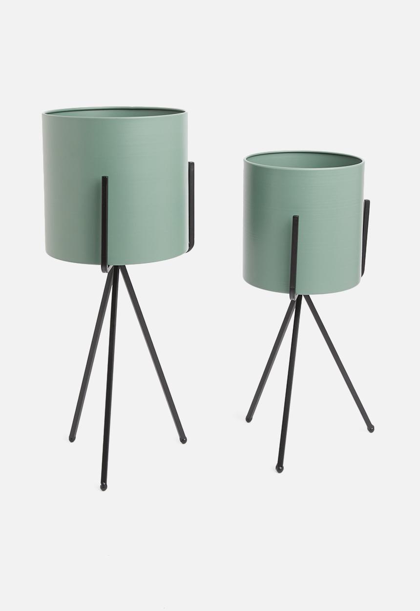 Present Time - XL pedestal plant pot set - jungle green