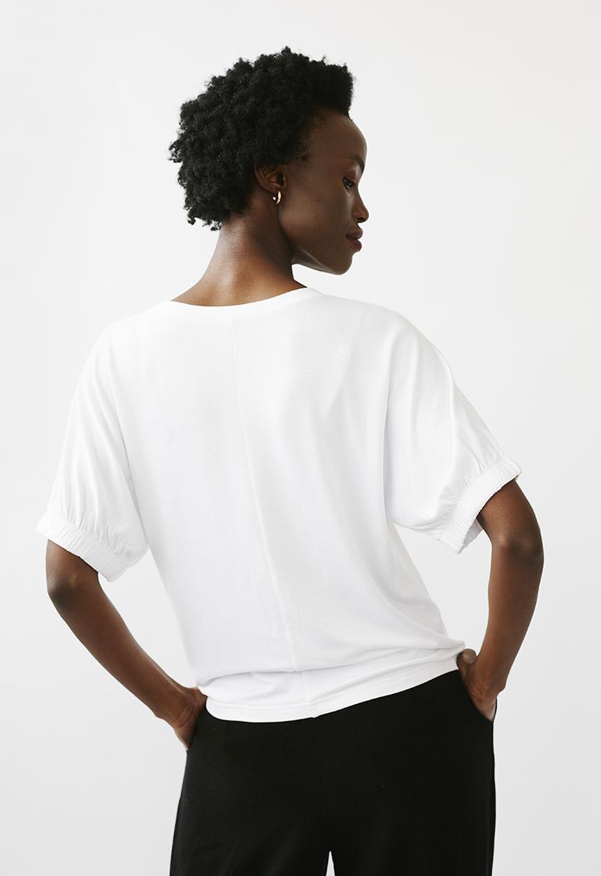 Me&B - Embroidered tee with sleeve detail - white