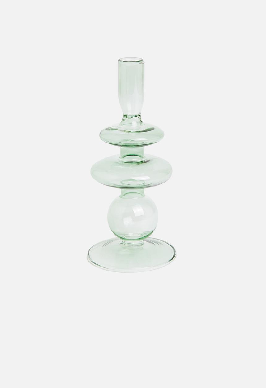 Present Time - Rings glass candle holder medium - green
