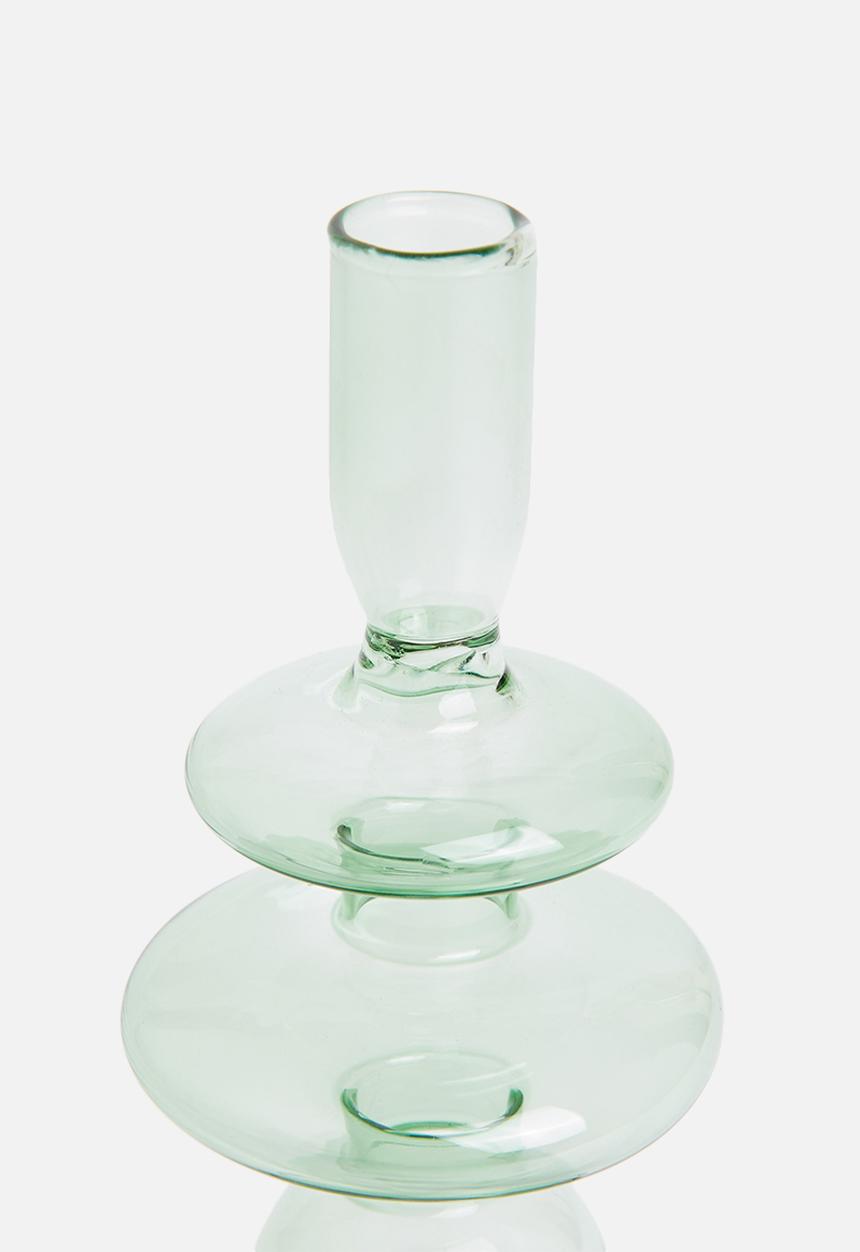 Present Time - Rings glass candle holder medium - green