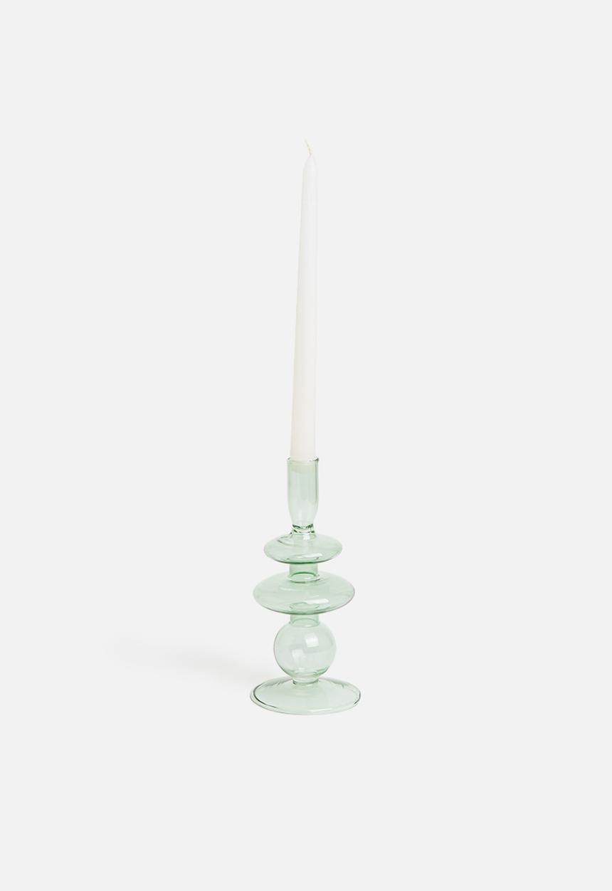 Present Time - Rings glass candle holder medium - green