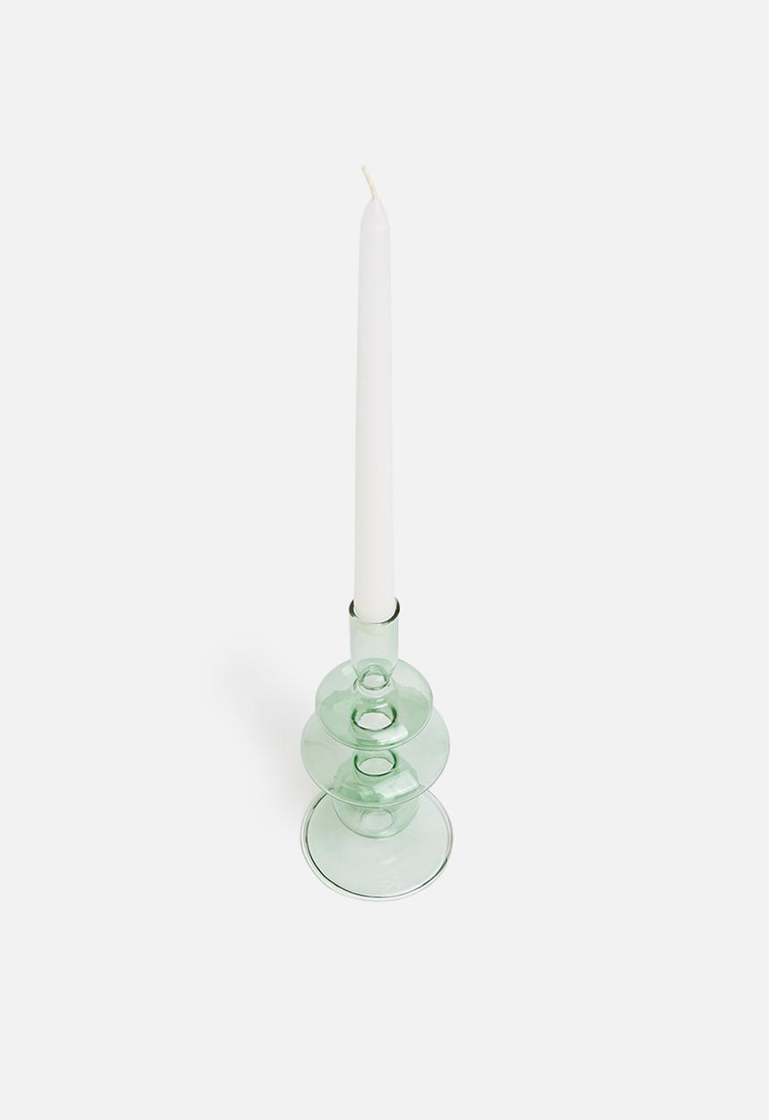 Present Time - Rings glass candle holder medium - green