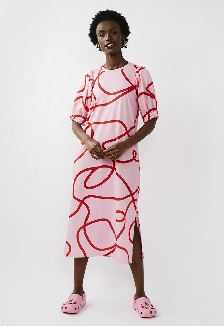 Me&B - Easy tee dress - pink & red 