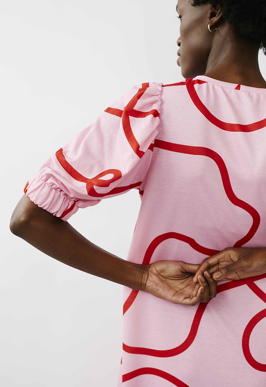 Me&B - Easy tee dress - pink & red 