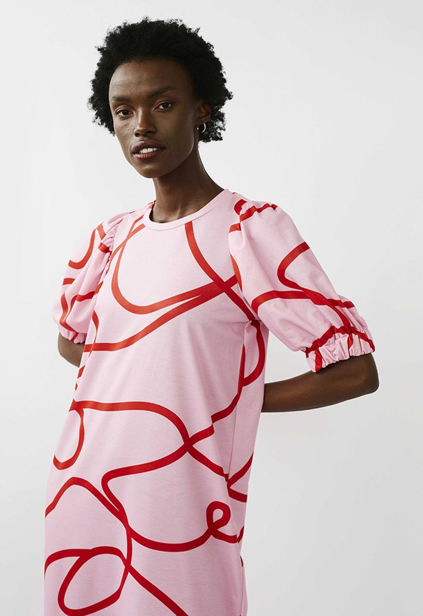 Me&B - Easy tee dress - pink & red 