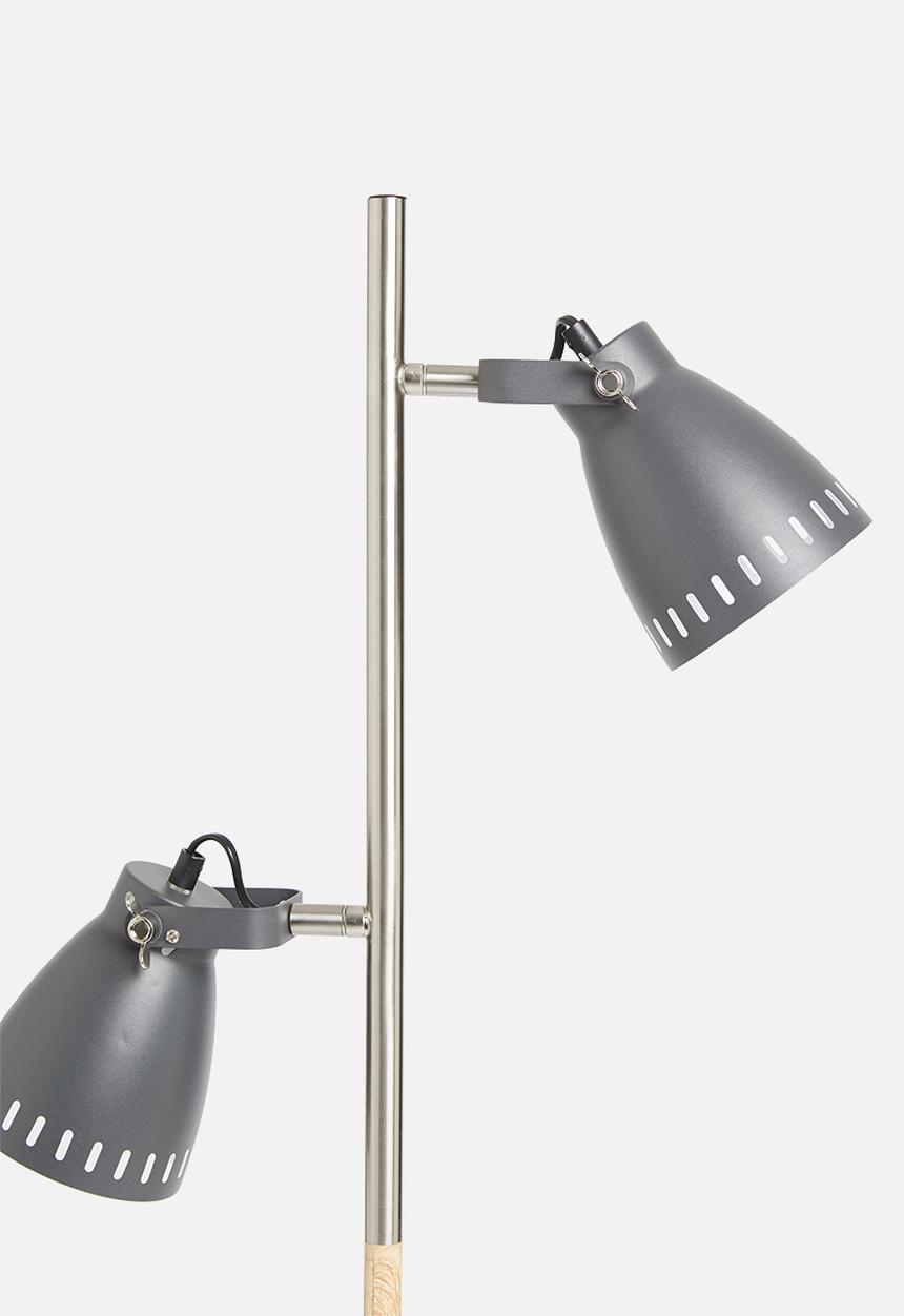 Present Time - Floor lamp mingle wood print nickle - grey 