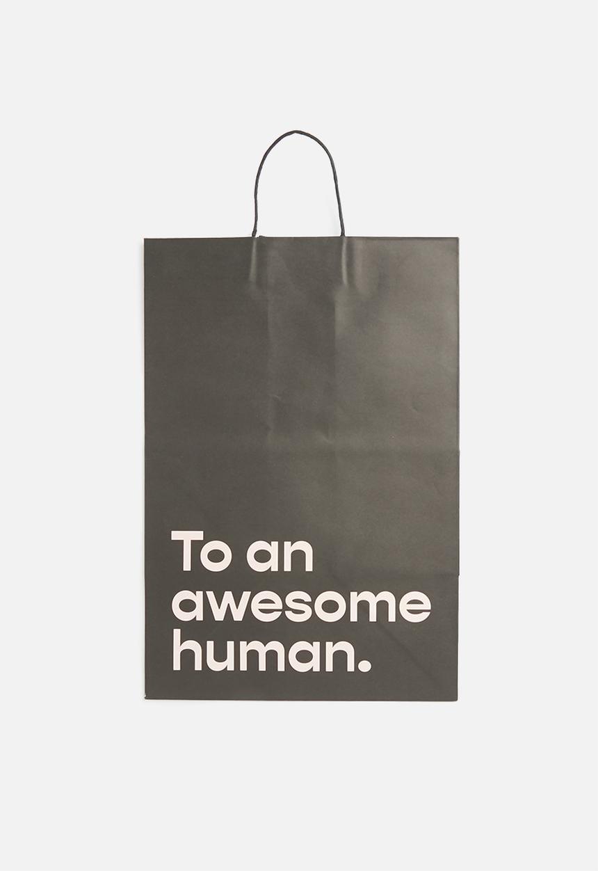 Typo - Get stuffed gift bag - large - awesome human - black