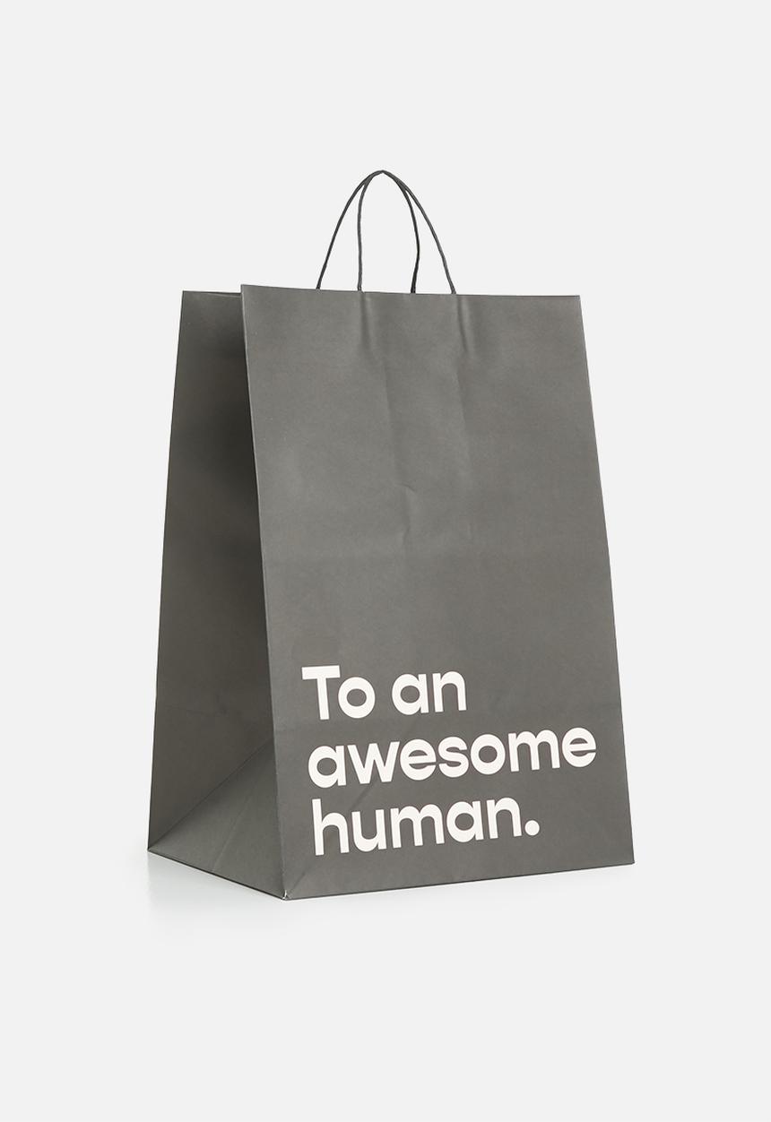 Typo - Get stuffed gift bag - large - awesome human - black