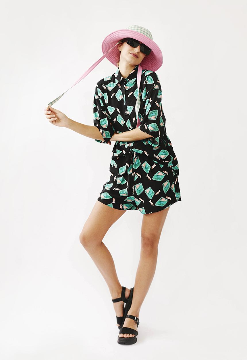 Me&B - Drawstring elasticated summer short - sardine print