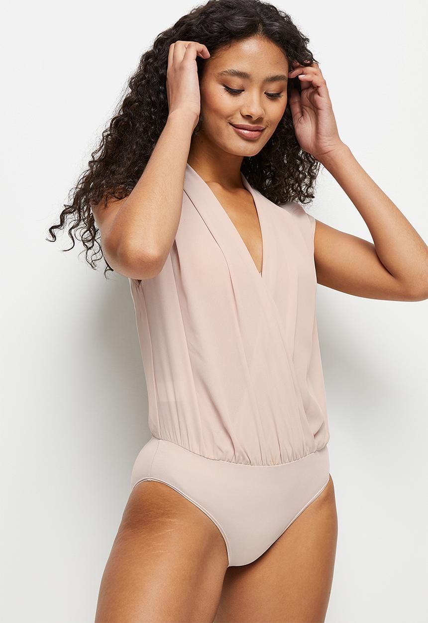 MILLA - Sleeveless wrap bodysuit - nude