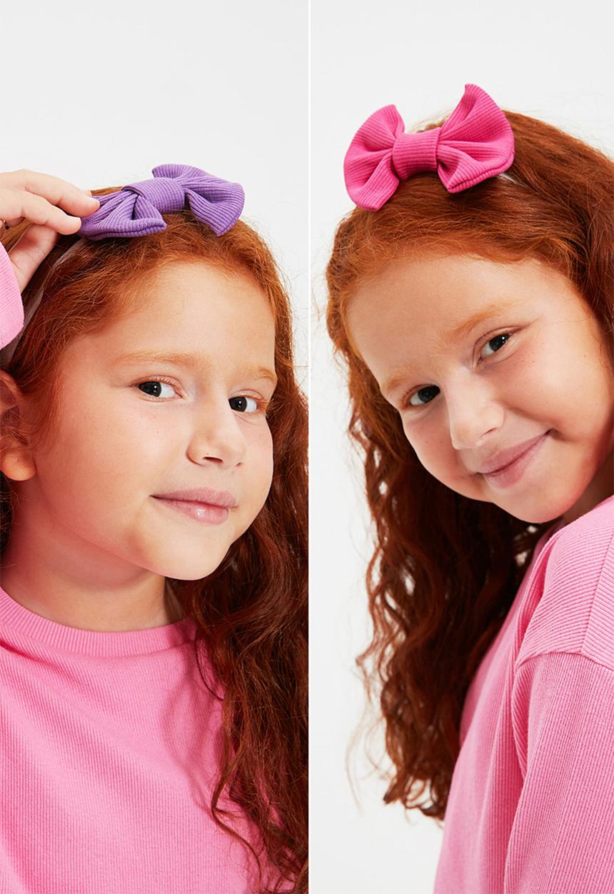 Trendyol - 2pk bow headband - pink & lilac