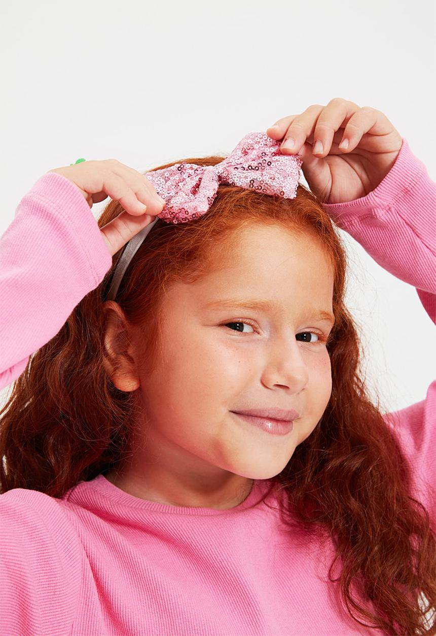 Trendyol - Sequins bow headband - black/rose