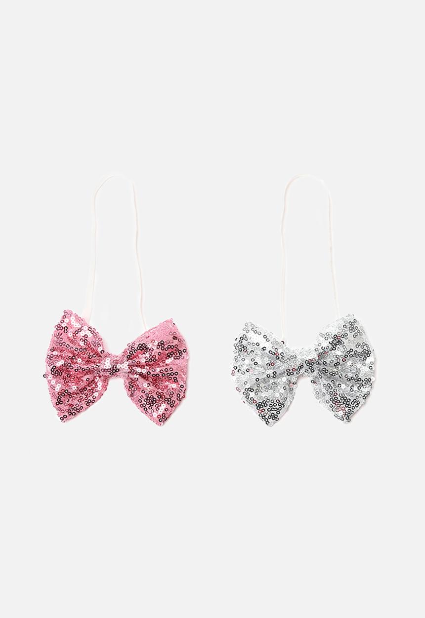 Trendyol - Sequins bow headband - black/rose